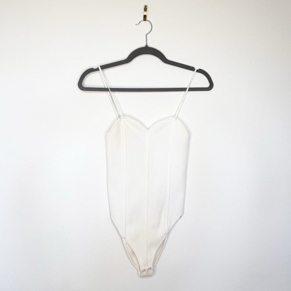 Zara Women Ecru Knitted Bodysuit  - Size M - Cream